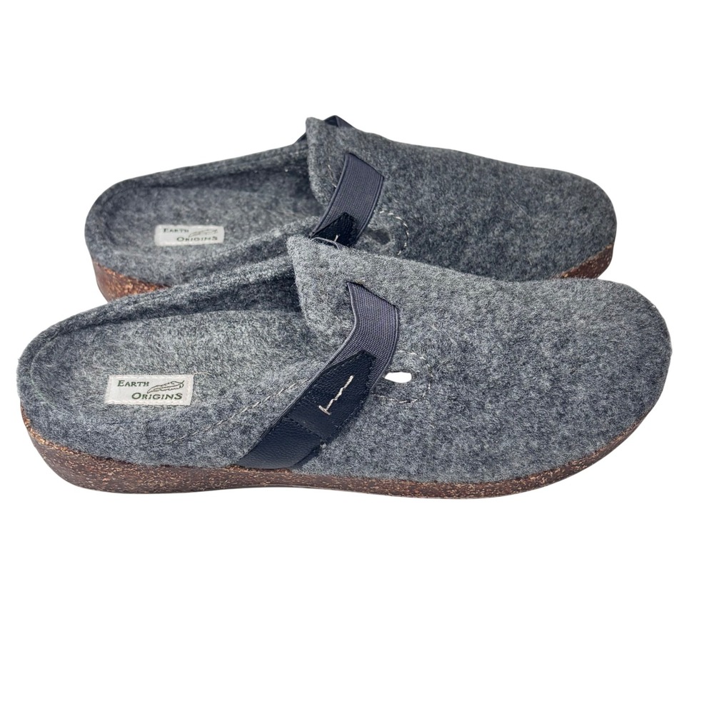 Earth Origins Jenna Clogs Gray Felt Wool Cork Sole Comfort Gorpcore Womens 10W